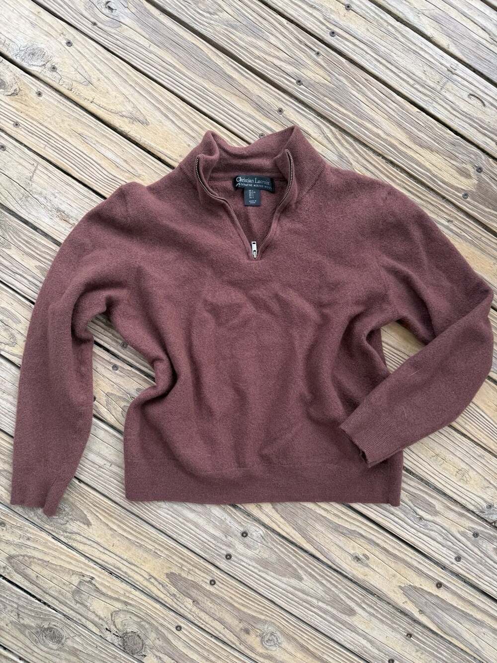 Christian Lacroix 100% Extrafine Merino Wool Quarter Zip Sweater Size L